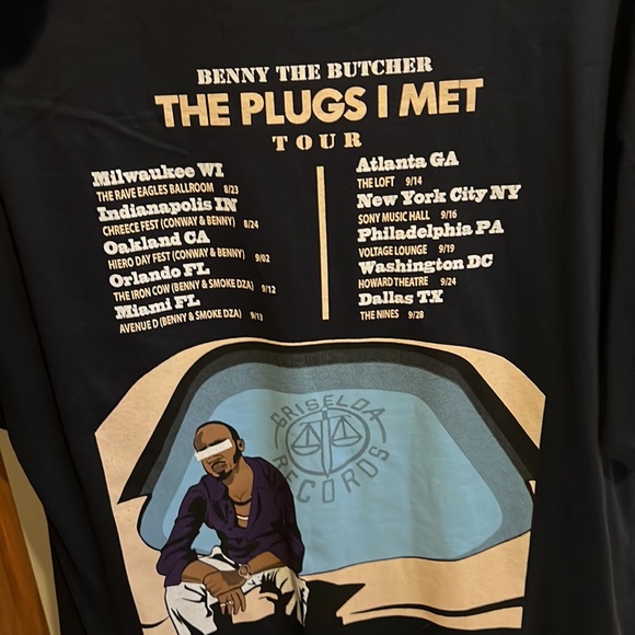 🦂🔞7️⃣Benny The Bu🗡️cher 🔪  "The Plugs I Met" OFFICIAL TOUR SHIRT!! 🇬❎🇫®️ - Picture 2 of 3